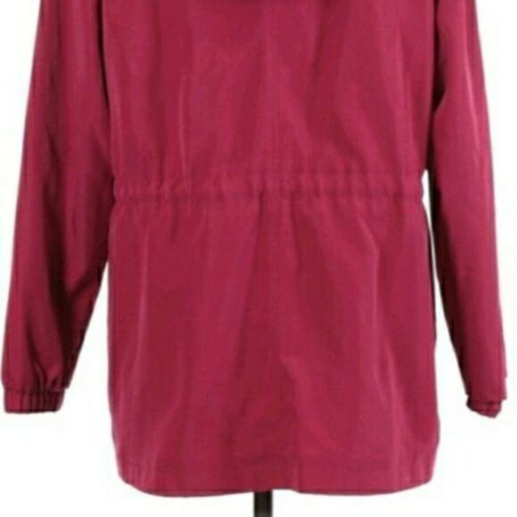 Gallery Jacket Windbreaker Raincoat Hooded Zip Up Drawstring Waist Pink DLP - Picture 8 of 12